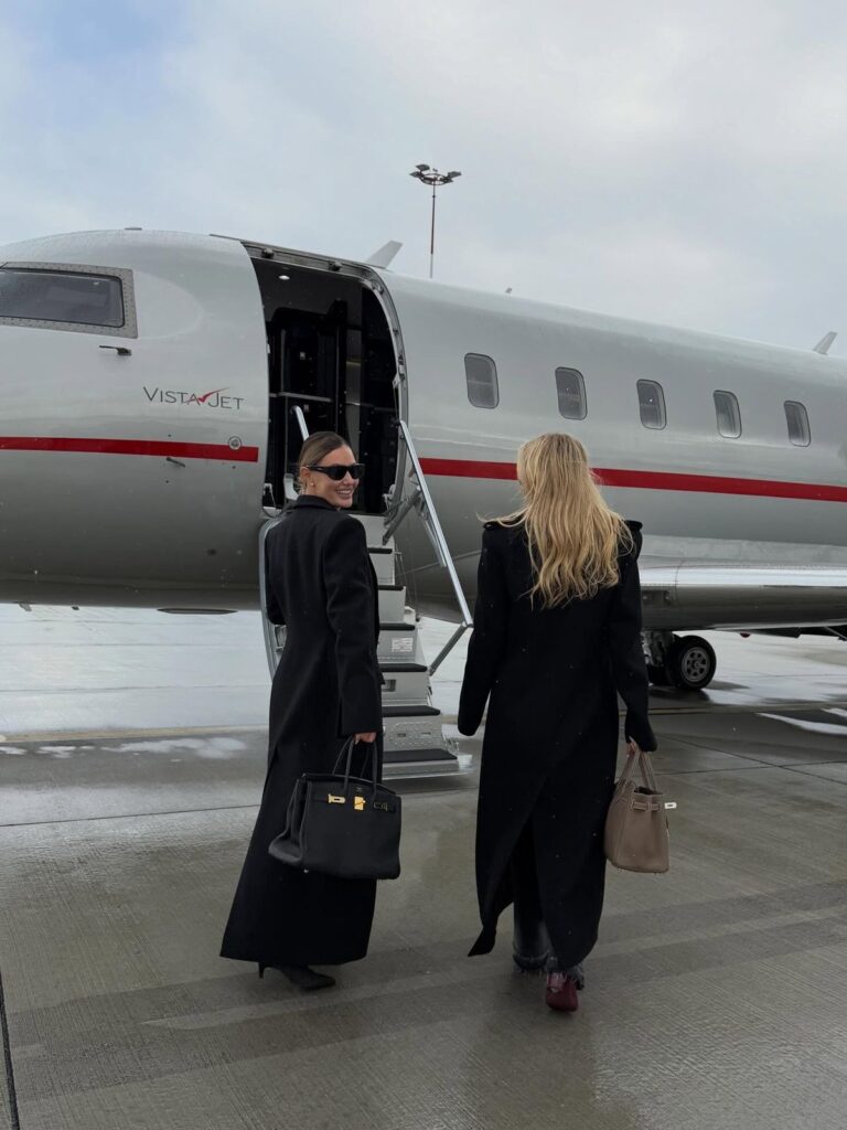 modern luxury women going into private jet